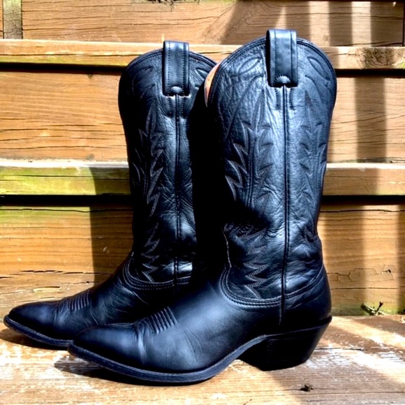 Nocona Vintage USA Texas Black Embroidered Genuine Leather Cowgirl Western Boots - Picture 3 of 10